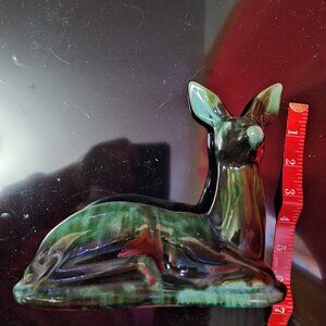 Mid-Century drip-glaze ceramic deer figurine Blue Mountain Pottery (BMP)